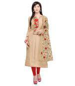 Cream Embroidered Uppada Silk Salwar With Dupatta