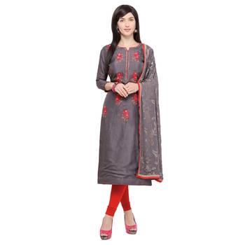 Brown Embroidered Uppada Silk Salwar With Dupatta 1