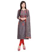 Brown Embroidered Uppada Silk Salwar With Dupatta