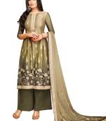 Olive Printed Uppada Silk Salwar With Dupatta