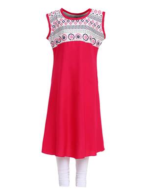 Pink Printed Cotton Kurti 1