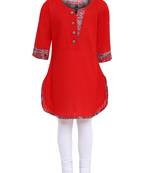 Red Plain Cotton Kurti