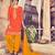 Orange Embroidered Silk Cotton Salwar With Dupatta