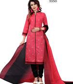 Pink Printed Cotton Salwar With Dupatta