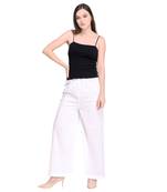 Inddus White Cotton Solid Palazzo