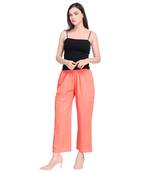 Inddus Peach Cotton Solid Palazzo
