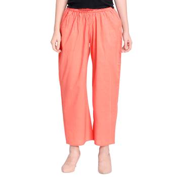 Inddus Peach Cotton Solid Palazzo 2