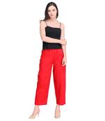 Inddus Red Cotton Solid Palazzo