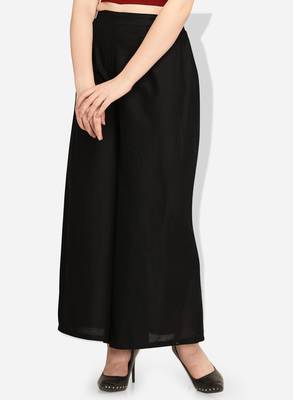 Inddus Black Cotton Solid Palazzo 2