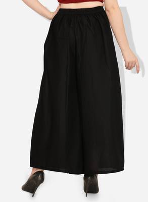 Inddus Black Cotton Solid Palazzo 3