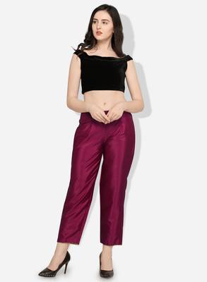 Inddus Purple Art Silk Solid Palazzo 1