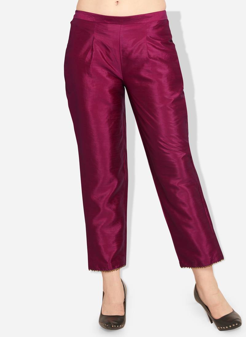 Inddus Purple Art Silk Solid Palazzo