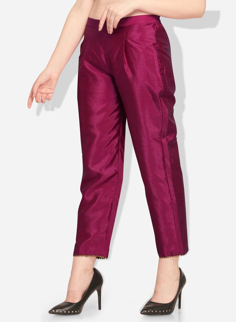 Inddus Purple Art Silk Solid Palazzo