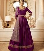 Wine embroidered satin salwar