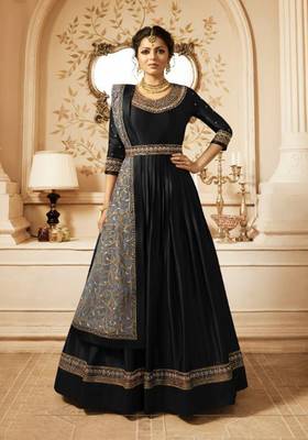 Black embroidered satin salwar 1