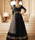 Black embroidered satin salwar
