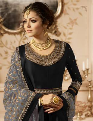 Black embroidered satin salwar 2