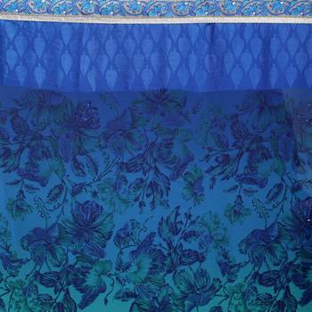 Blue embroidered georgette saree with blouse 5
