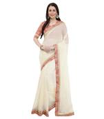 Beige super net saree with blouse