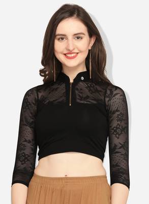Inddus Black Solid Lycra Blouse 1