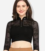 Inddus Black Solid Lycra Blouse
