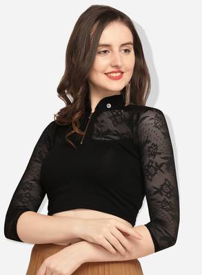 Inddus Black Solid Lycra Blouse 2