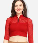 Inddus Red Solid Lycra Blouse