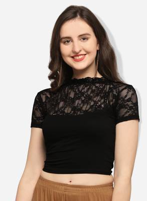Inddus Black Solid Lycra Blouse 1