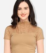 Inddus Beige Solid Lycra Blouse