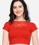 Inddus Red Solid Lycra Blouse