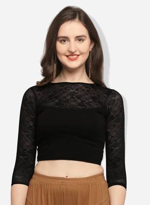 Inddus Black Solid Lycra Blouse 1