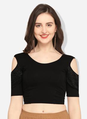 Inddus Black Solid Lycra Blouse 1