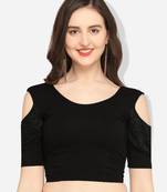 Inddus Black Solid Lycra Blouse