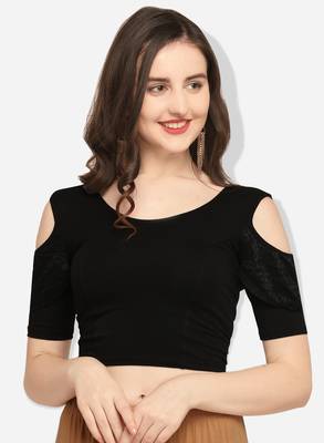 Inddus Black Solid Lycra Blouse 2
