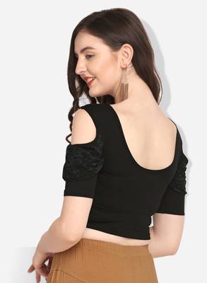 Inddus Black Solid Lycra Blouse 4
