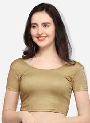 Inddus Beige Solid Lycra Blouse 2