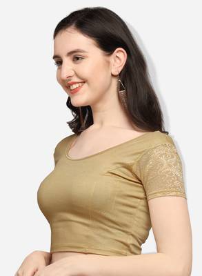 Inddus Beige Solid Lycra Blouse 3