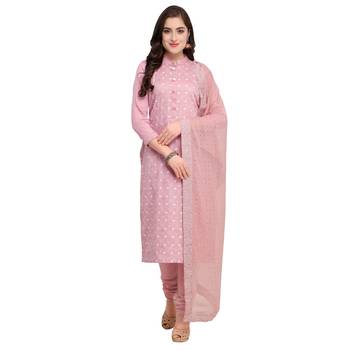 Mauve Embroidered Cotton Silk Salwar With Dupatta 1
