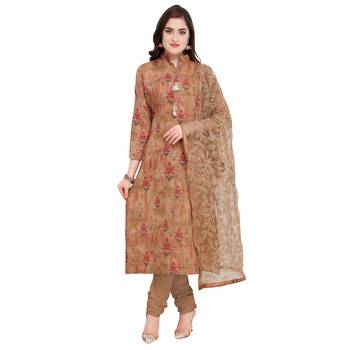 Beige Embroidered Cotton Silk Salwar With Dupatta 1