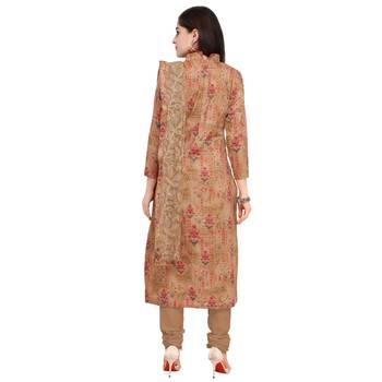 Beige Embroidered Cotton Silk Salwar With Dupatta 3