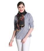 Digital Print Jute Multicolour Golden Lace Scarf