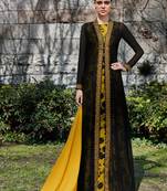 black embroidered georgette unstitched salwar with dupatta