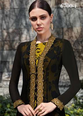 black embroidered georgette unstitched salwar with dupatta 2