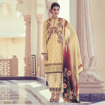 CREAM brasso georgette unstitched salwar with dupatta 1