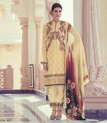 CREAM brasso georgette unstitched salwar with dupatta