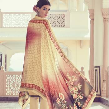 CREAM brasso georgette unstitched salwar with dupatta 2