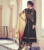 BLACK brasso georgette unstitched salwar with dupatta