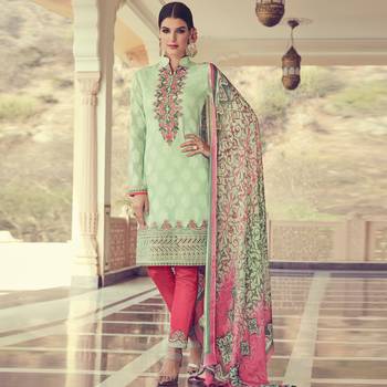 GREEN brasso georgette unstitched salwar with dupatta 1