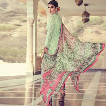 GREEN brasso georgette unstitched salwar with dupatta 2