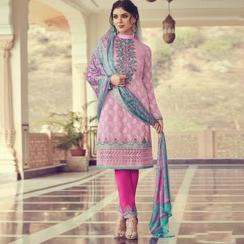 PINK brasso georgette unstitched salwar with dupatta 1